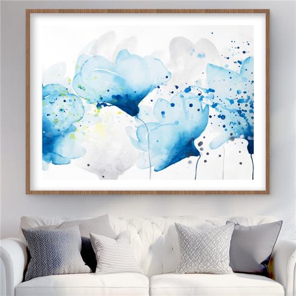 Begin Home Decor C1FM3648H6ZCJV 36 x 48 in. Watercolor Paint Splash Flowers - Gray Framed Matted Print