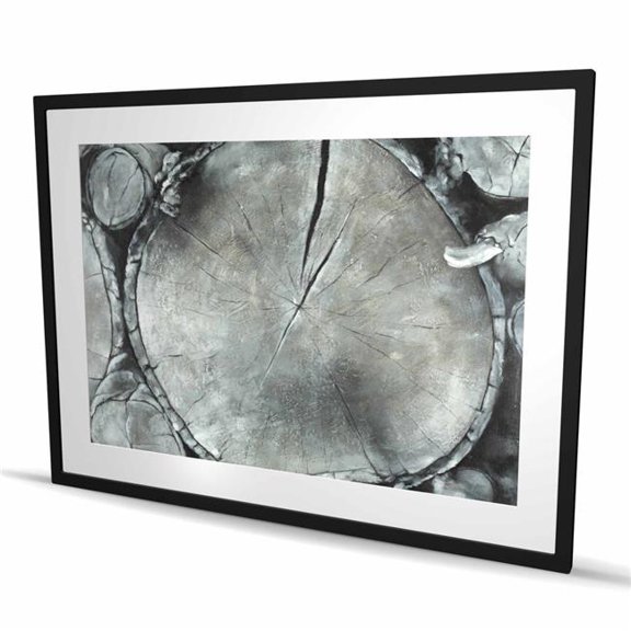 Begin Home Decor C1FM3648H7KUX4 36 x 48 in. Stacked Wood Logs - Livingroom Trees Framed Matted Print