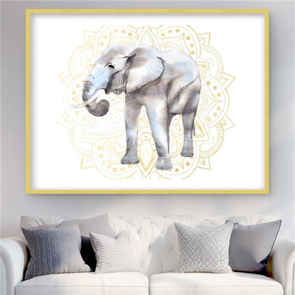 Begin Home Decor C1FM3648H9ADK4 36 x 48 in. Elephant on Mandalas Pattern - Spiritual Framed Print Decor