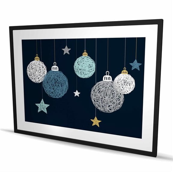 Begin Home Decor C1FM3648HAHXSW 36 x 48 in. Christmas Ball Vector - Framed Matted Print for Home Decor