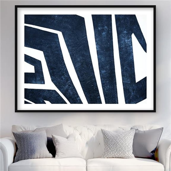 Begin Home Decor C1FM3648HBX962 36 x 48 in. Blue Labyrinth - Classic Blue Abstract Framed Matted Print