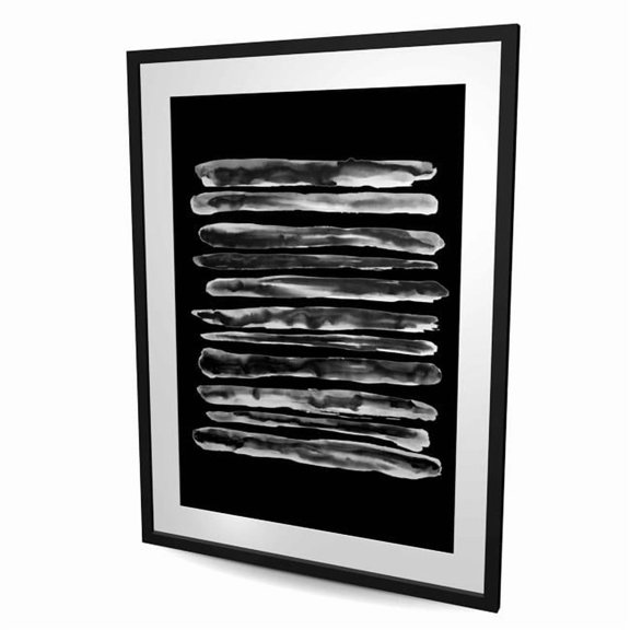Begin Home Decor C1FM3648JTKJF9 36 x 48 in. Hatching - Black Office Framed Matted Print for Home Decor