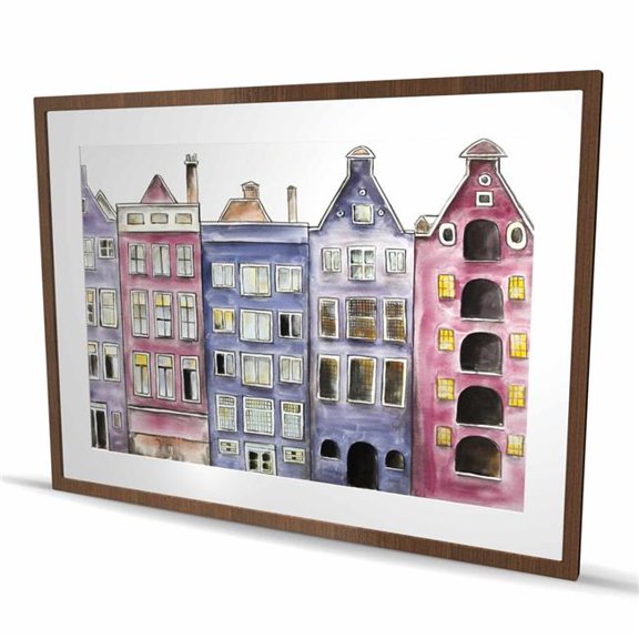 Begin Home Decor C1FM3648KROQRS 36 x 48 in. Old Historic Houses Amsterdam - Purple Building Print Decor