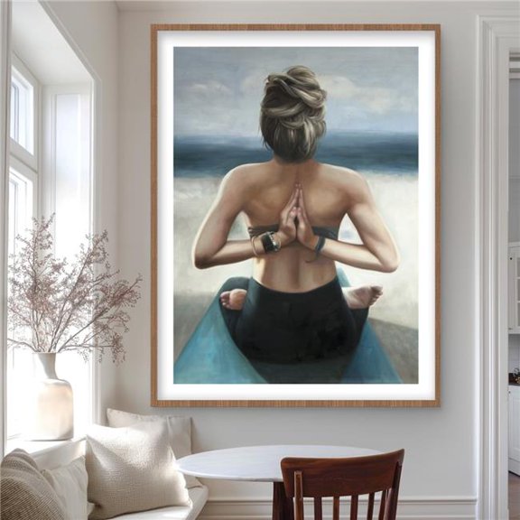 Begin Home Decor C1FM3648KUDLFZ 36 x 48 in. Reverse Prayer Pose - Hygge Framed Matted Print for Decor