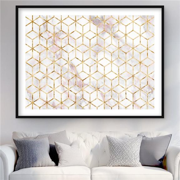 Begin Home Decor C1FM3648KYP7EX 36 x 48 in. Symmetry - Modern Pattern Framed Matted Print for Home Decor