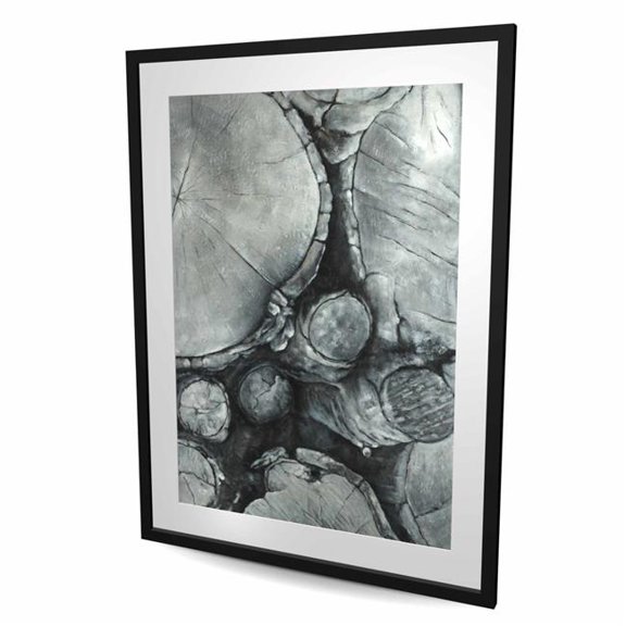 Begin Home Decor C1FM3648LK609I 36 x 48 in. Textured Wooden Logs - Rustic Framed Matted Print for Decor