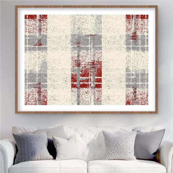 Begin Home Decor C1FM3648LXYSHA 36 x 48 in. Grunge Red Pattern - Gray Framed Matted Print for Home Decor