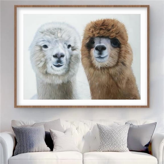 Begin Home Decor C1FM3648M13P2K 36 x 48 in. Two Lamas - Farmhouse Brown Framed Matted Print for Decor