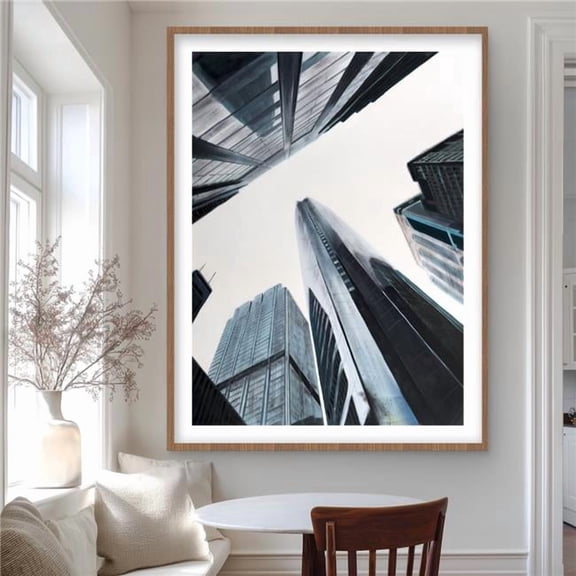 Begin Home Decor C1FM3648MHV6IS 36 x 48 in. Perspective View of Skyscraper - Contemporary Framed Print