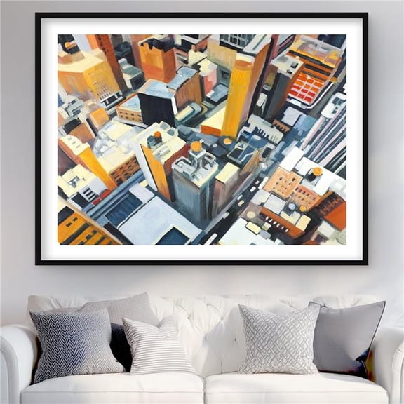 Begin Home Decor C1FM3648MOLTSC 36 x 48 in. High Top View of   York Buildings - Framed Matted Print