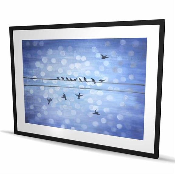 Begin Home Decor C1FM3648NPS6QD 36 x 48 in. Birds on A Wire Framed Matted Print - Blue Sky Home Decor