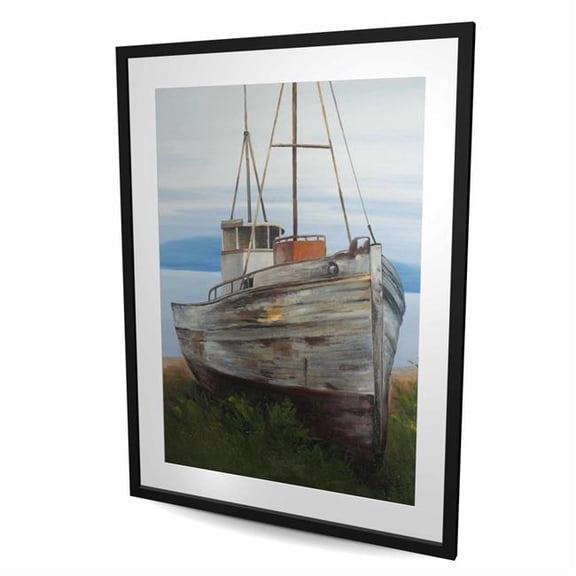 Begin Home Decor C1FM3648OH6C3N 36 x 48 in. Old Abandoned Boat - Framed Matted Print for Home Decor