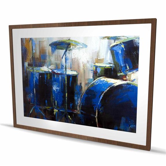Begin Home Decor C1FM3648P1O4CG 36 x 48 in. Abstract Drums - Man Cave Musical Framed Matted Print Decor