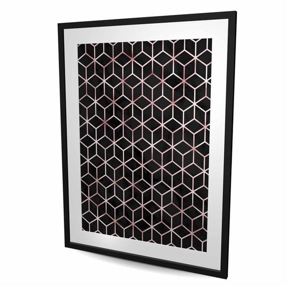 Begin Home Decor C1FM3648PFBHQ7 36 x 48 in. Symmetry - Modern Pattern Framed Matted Print for Home Decor