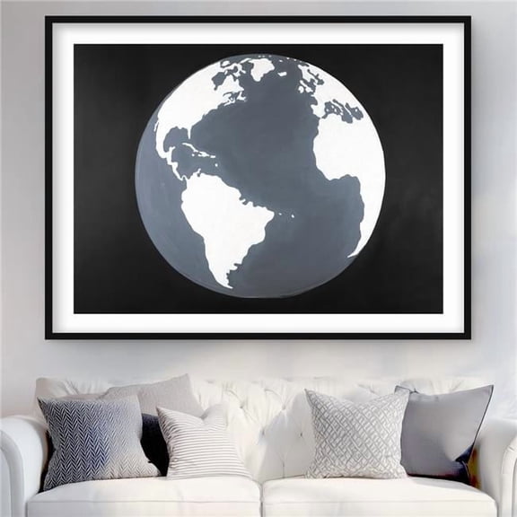 Begin Home Decor C1FM3648PJ96G9 36 x 48 in. Earth Satellite View - Black Travel & Maps Framed Print