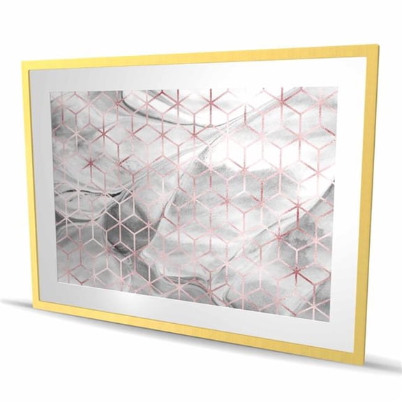 Begin Home Decor C1FM3648PXPB55 36 x 48 in. Symmetry - Gray Pattern Framed Matted Print for Home Decor