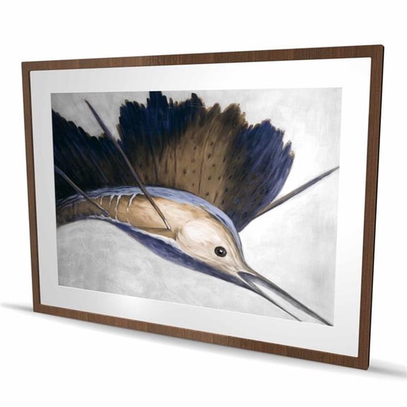 Begin Home Decor C1FM3648Q7IBPB 36 x 48 in. Abstract Swordfish - Framed Matted Print for Bathroom Decor