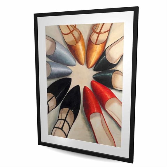 Begin Home Decor C1FM3648R38PAP 36 x 48 in. Five Pair of Women Shoes - Contemporary Framed Print Decor