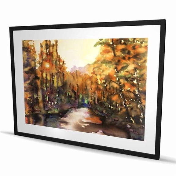 Begin Home Decor C1FM3648RD9IHA 36 x 48 in. Merced River Livingroom Sea Framed Matted Print - Home Decor