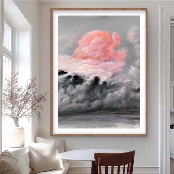 Begin Home Decor C1FM3648RFN779 36 x 48 in. Pink Clouds - Landscapes Living Room Framed Matted Print