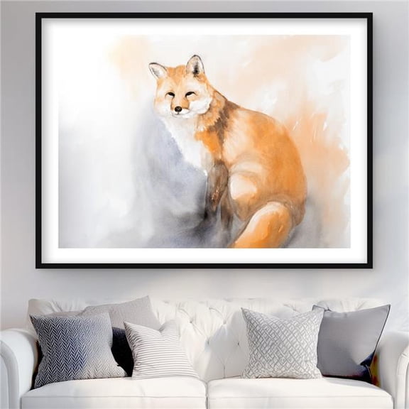 Begin Home Decor C1FM3648RHX1CZ 36 x 48 in. Watercolor Fox - Orange Animals Framed Matted Print Decor