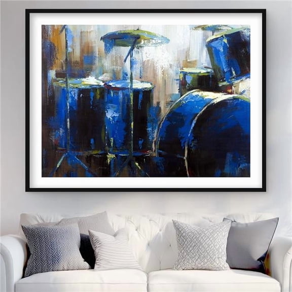 Begin Home Decor C1FM3648S21ECL 36 x 48 in. Abstract Drums - Livingroom Brown Framed Matted Print Decor