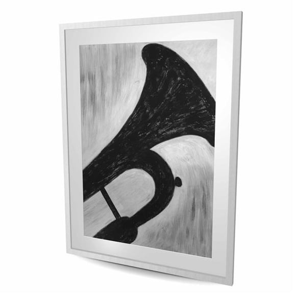 Begin Home Decor C1FM3648SCSAJ1 36 x 48 in. Silhouette of A Trumpet - Musical Office Framed Print Decor