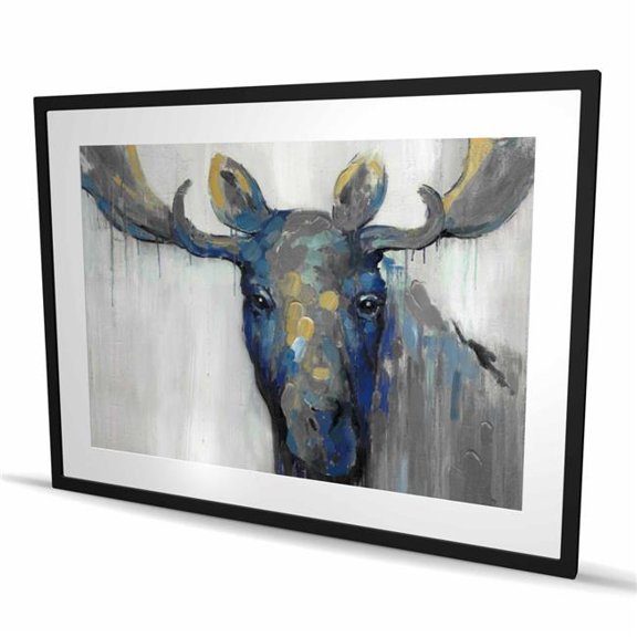 Begin Home Decor C1FM3648SNHP4N 36 x 48 in. Blue Moose - Rustic Holidays Framed Matted Print for Decor