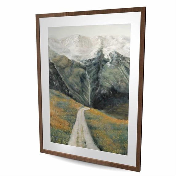 Begin Home Decor C1FM3648STOGTP 36 x 48 in. Mountainous Landscape - Contemporary Orange Framed Print