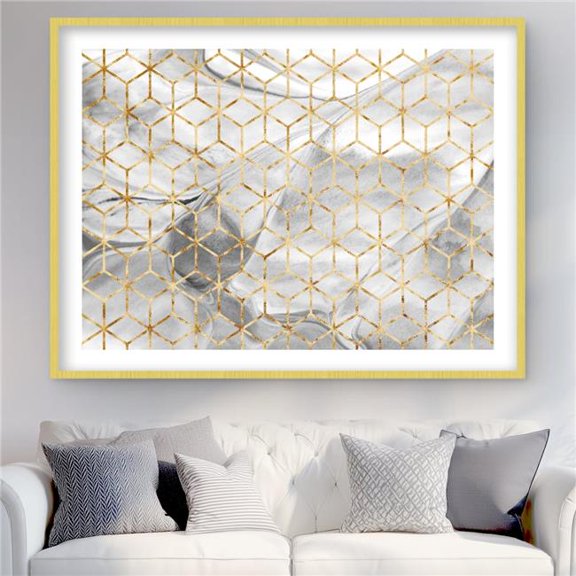Begin Home Decor C1FM3648SXKQ2Y 36 x 48 in. Symmetry Modern Patterns Framed Matted Print for Home Decor