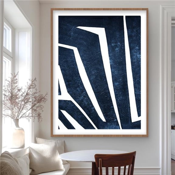 Begin Home Decor C1FM3648T6HIPM 36 x 48 in. Blue Labyrinth - Modern Framed Matted Print Wall Art - Home Decor