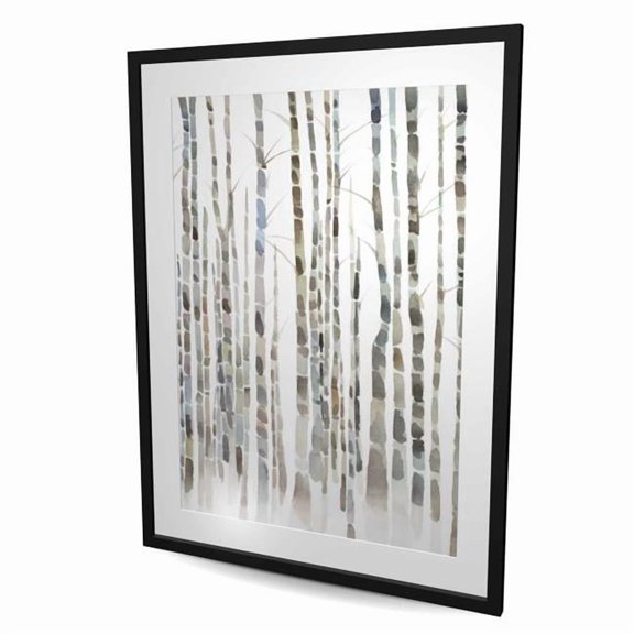 Begin Home Decor C1FM3648TFWZEU 36 x 48 in. Birch Trees Forest - Gray Landscapes Framed Matted Print