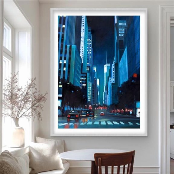 Begin Home Decor C1FM3648UUVBPB 36 x 48 in. Evening in Manhattan Office Building Print - Home Decor Art