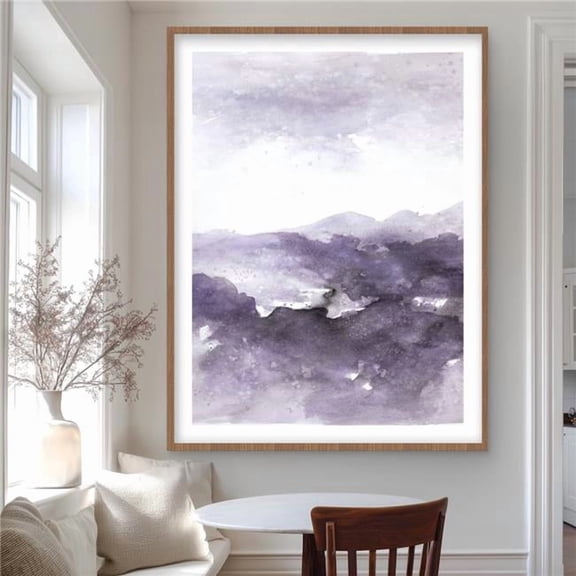 Begin Home Decor C1FM3648V323V0 36 x 48 in. Purple Cloud - Shapes Livingroom Framed Matted Print Decor