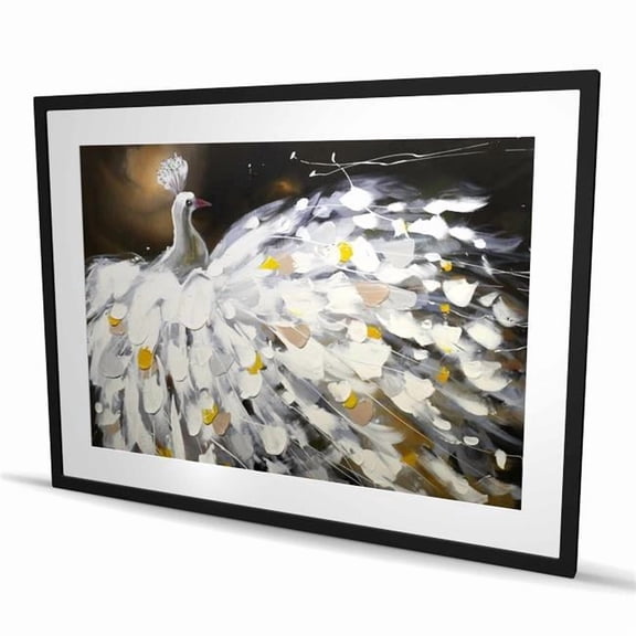 Begin Home Decor C1FM3648V72WLE 36 x 48 in. Abstract Peacock - Exotic Feathers Framed Matted Print Decor