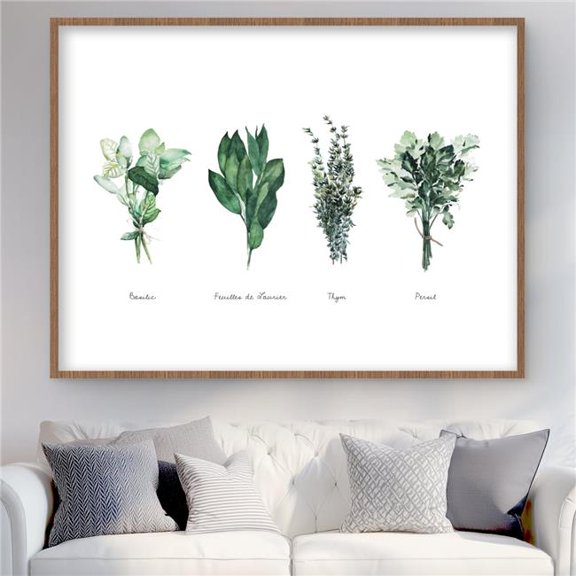 Begin Home Decor C1FM3648VDZ4L2 36 x 48 in. Fines Herbes - Green Kitchen Framed Matted Print for Decor
