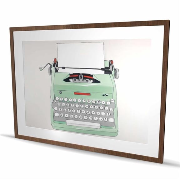 Begin Home Decor C1FM3648VEWZXE 36 x 48 in. Mint Typewriter - Vintage Framed Matted Print Wall Art for Home Decor