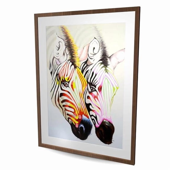 Begin Home Decor C1FM3648VRNHPP 36 x 48 in. Couple of Colorful Zebras - Yellow Wildlife Framed Print