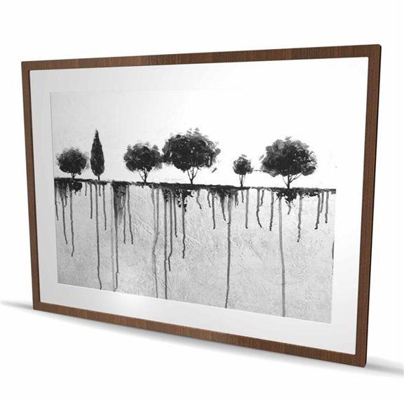 Begin Home Decor C1FM3648VTFM5J 36 x 48 in. Ink Bleeding Trees - Black Modern Framed Matted Print Decor