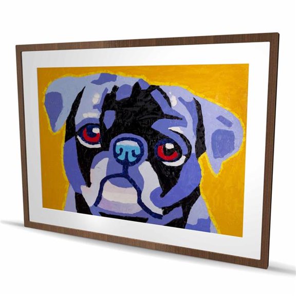 Begin Home Decor C1FM3648WH0DDS 36 x 48 in. Flash the Pug - Contemporary Black Framed Matted Print Decor