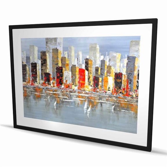 Begin Home Decor C1FM3648WR1BC5 36 x 48 in. Colorful Buildings with Water Reflection - Gray Cities Print
