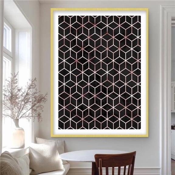 Begin Home Decor C1FM3648WWJPLA 36 x 48 in. Symmetry - Pattern Black Framed Matted Print for Home Decor
