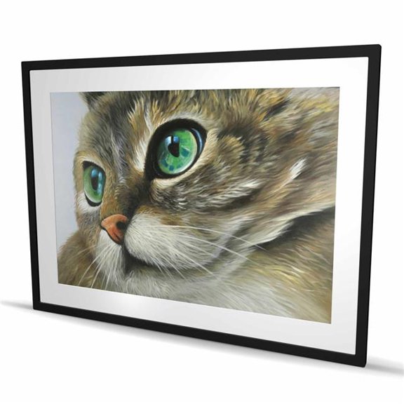 Begin Home Decor C1FM3648X0Z9WW 36 x 48 in. Peaceful Cat Portrait - Gray Animals Framed Matted Print