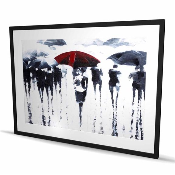 Begin Home Decor C1FM3648X2CEKO 36 x 48 in. Abstract Silhouettes Under the Rain - Red Man Framed Print