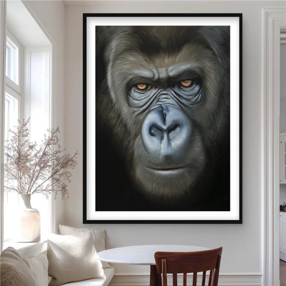 Begin Home Decor C1FM3648XACDYM 36 x 48 in. Gorilla Face - Man Cave Brown Framed Matted Print Decor