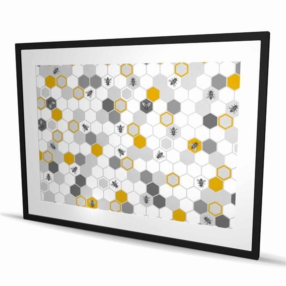 Begin Home Decor C1FM3648XJZ5W4 36 x 48 in. Beehive Pattern - Insect Livingroom Framed Print for Decor