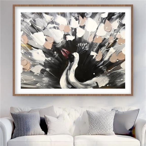 Begin Home Decor C1FM3648XSWGNS 36 x 48 in. Spotted Abstract Peacock - Exotic Framed Matted Print Decor