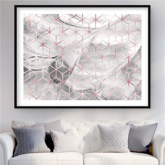 Begin Home Decor C1FM3648YBI8EZ 36 x 48 in. Symmetry - Pattern Gray Framed Matted Print for Home Decor