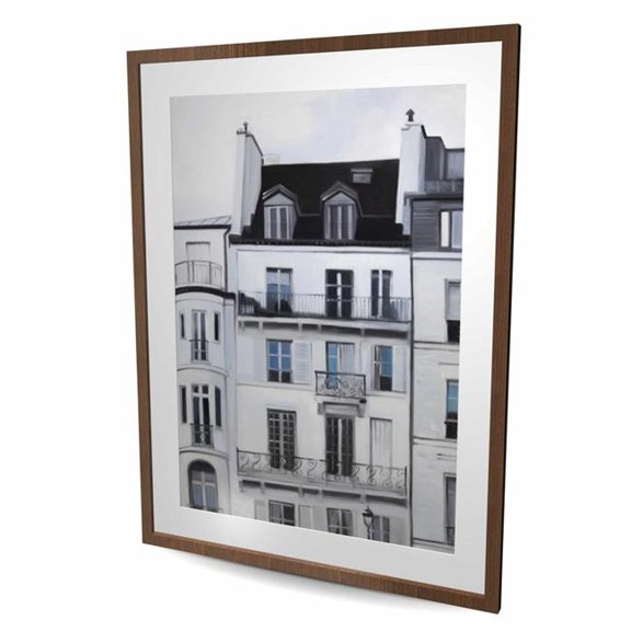 Begin Home Decor C1FM3648YGBM2Y 36 x 48 in. Buildings Along the Seine River - Scenic Framed Print Decor