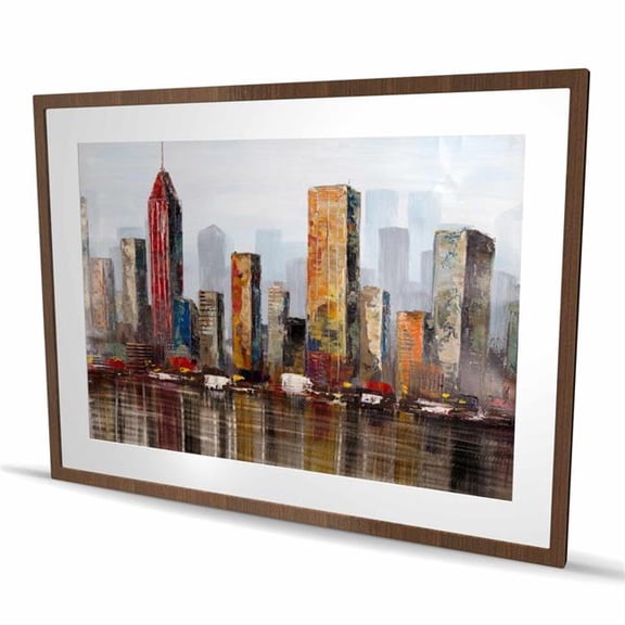 Begin Home Decor C1FM3648YXRYYY 36 x 48 in. Rust Looking City - Framed Matted Print for Home Decor
